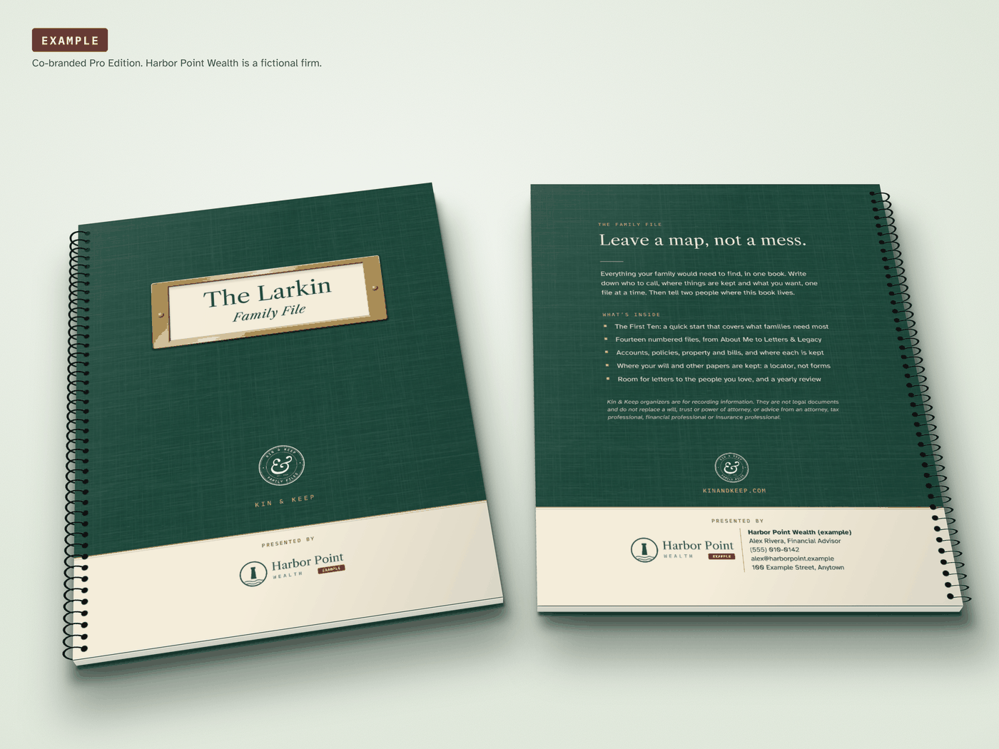 Example of a co-branded Pro Edition cover presented by Harbor Point Wealth, a fictional firm